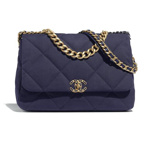 navy blue chanel bag with gold chain|Chanel blue fabric bag.